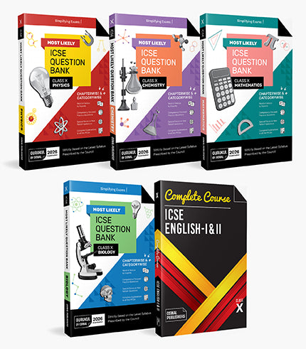 Gurukul By Oswal Most Likely ICSE Question Bank Class 10 Bundles (Set of 5) : Physics, Chemistry, Maths, Biology & English I & II for Exam 2026