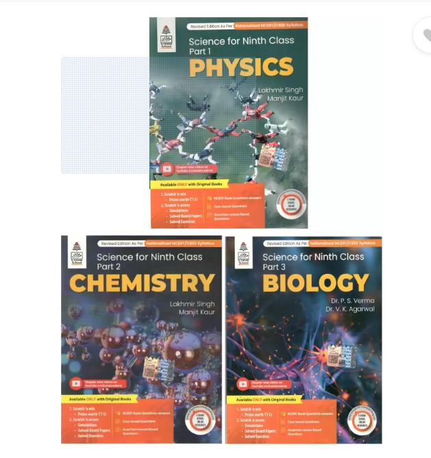 Combo Pack: Lakhmir Singh Class 9 Science (Biology, Physics, Chemistry) (2025-26 Examination)