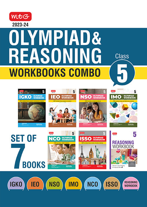 MTG Class 5: Work Book and Reasoning Book Combo for NSO-IMO-IEO-NCO-IGKO-ISSO