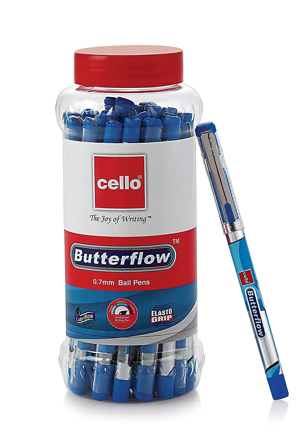 Cello Butterflow Ball Pen | Blue Ball Pens | Jar of 25 Units