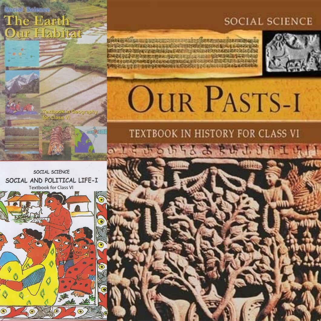 NCERT SST (Social Science) combo set for class 6th English medium including History, Civics, Geography